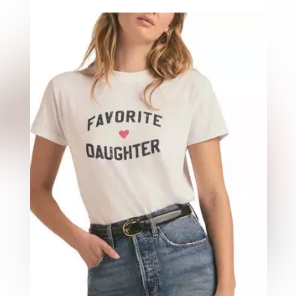 Favorite Daughter White Tee with Red Heart Accent